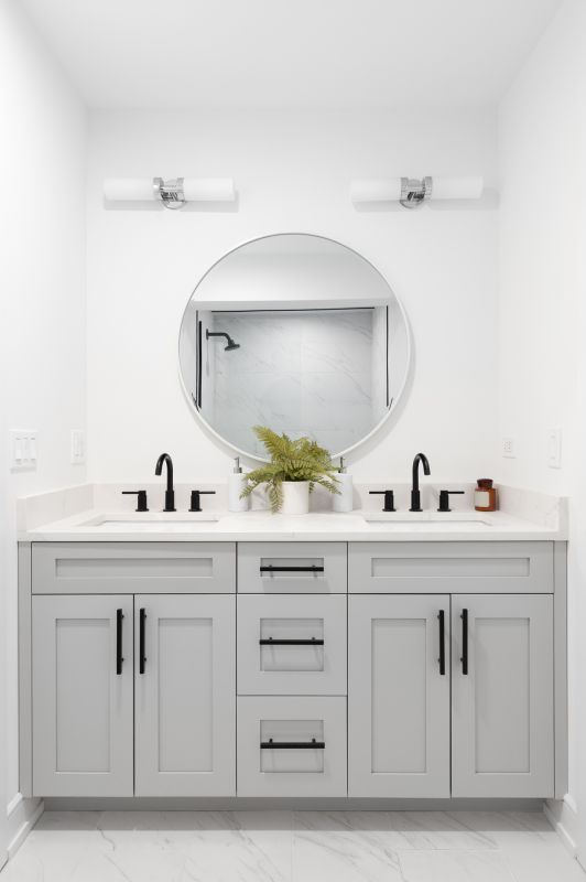 Backlit Vanity Mirror with Modern Fixtures